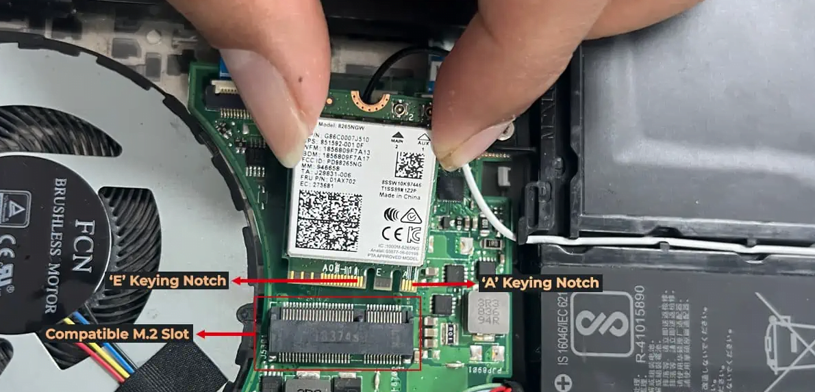 How to Install a Wi-Fi Card 13 m.2-wifi-card-keying-notches-1024x512