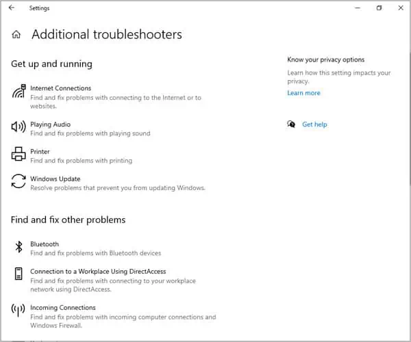 windows-additional-troubleshooters