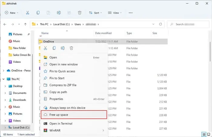 onedrive-free-up-space
