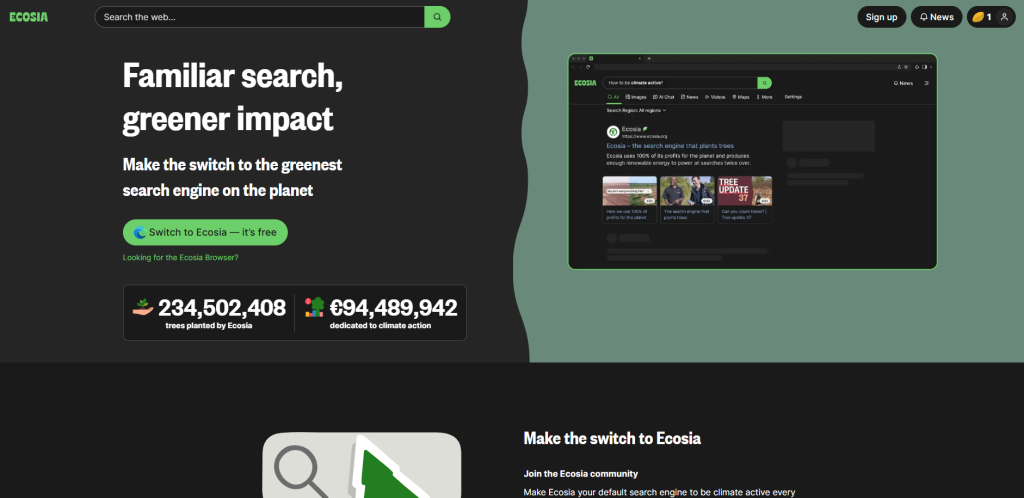 6 Best European Search Engines to Use Instead of Google or Bing 4 Ecosia