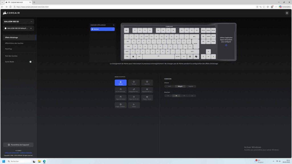 Galleon 100 SD - Customization via Corsair's Web HUB