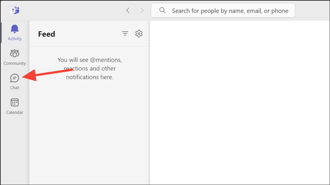 Microsoft Teams Chat section