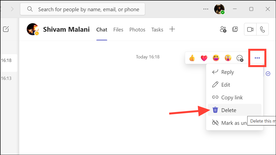 Delete Teams message