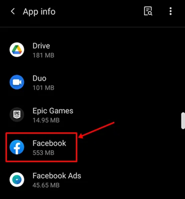 How to Fix Facebook Notifications Not Working on Android and iPhone 4 select facebook from the list
